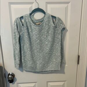 Hollister Blue Crew Neck Sweater with Decorative Shoulder Details